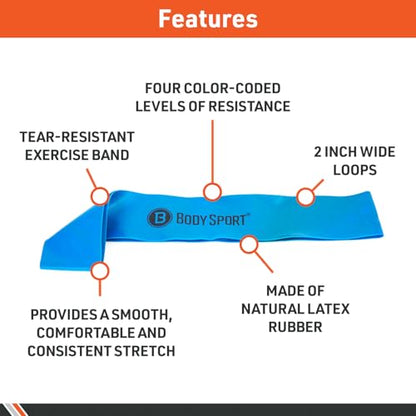 Body Sport Loop Resistance Bands - color: Blue, size: Light Resistance, Blue