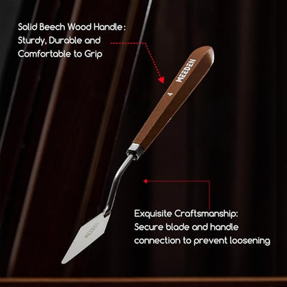 MEEDEN Artist Painting Knife Set: 6Pcs Unique-Shaped Stainless Steel Art Painting Knives with Wooden Handle - Art Supplies for Oil Acrylic Gesso Canvas Painting - style: 6pcs-A