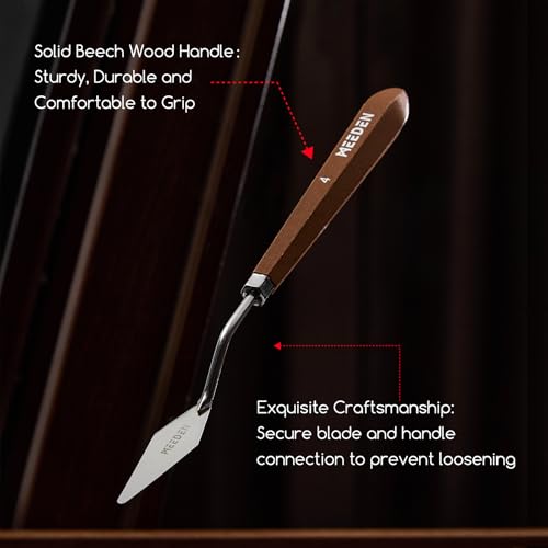 MEEDEN Artist Paint Palette Knife: 8.66" Flexible Stainless Steel Art Spatula Knife with Wood Handle - Art Supplies for Oil Acrylic Gesso Canvas Painting, #14 - style: #14