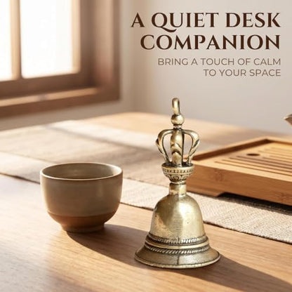 2Pcs Retro Copper Bell Wind Chimes,Demon Subduing Bell Creative Solid Brass Bell Handicraft Tibetan Bronze for Decoration Car Pendant Small Circle Hand Bells and Chimes (4.7cm*2.5cm