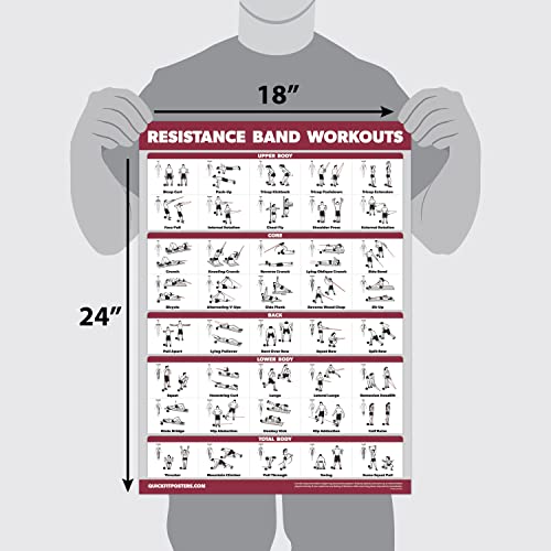Palace Learning 4 Pack - Resistance Bands Workout Posters Volume 1, 2 & 3 + Warm Up Exercise Chart