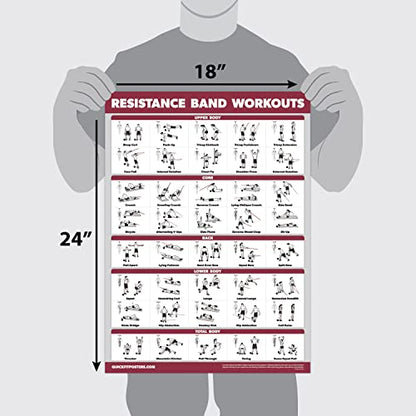 Palace Learning 4 Pack - Resistance Bands Workout Posters Volume 1, 2 & 3 + Warm Up Exercise Chart