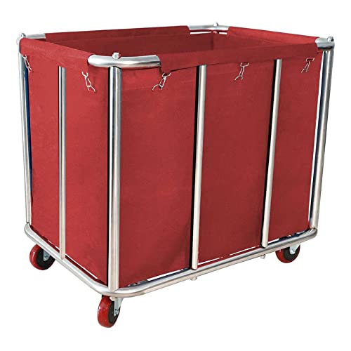 Laundry Cart with Wheels Commercial,400L Large Rolling Laundry Hamper - color: Red - 11.35 Bushels - 10 Tubes