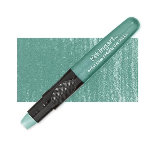 KINGART GS045-1 Metallic Mixed Media Gel Stick Crayon, Dark Green | 1-Piece Artist Crayon: Brush on water for watercolor effects; odorless and non-toxic - color: Metallic Dark Green