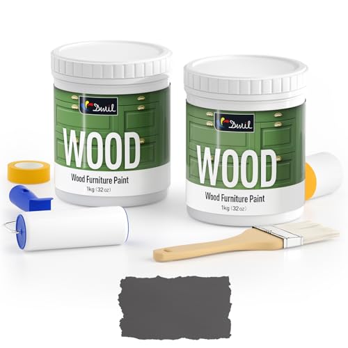 DWIL Matte Finish Furniture Paint - 64 Oz Wood Paint for Cabinets, Doors, Tables, and Dressers Refinishing - Water-Based, Non-Toxic & Odorless, Easy to Apply(Anthracite Gray)-With Tools - color: Anthracite Gray, size: 64 Ounce (Pack of 1)
