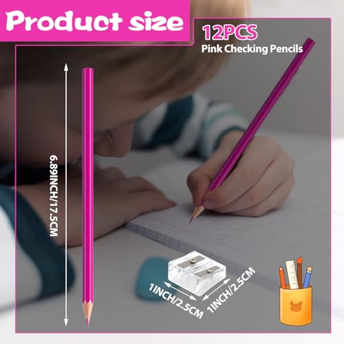 12 Pack Pink Colored Pencils for Kids, Pre-sharpened Art Pencils Back to School Supplies Set, Drawing Sketching Pencils for Students, Teachers, Classroom - color: pink