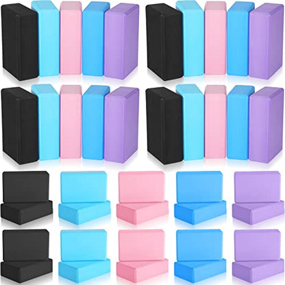 Meooeck 30 Pcs Yoga Blocks Bulk Eva Foam Block Pack, 9 x 6 x 3 Inch Exercise Brick Foam High Density Soft Non Slip Yoga Accessories for Exercise Pilates General Fitness and Workouts, Multicolor
