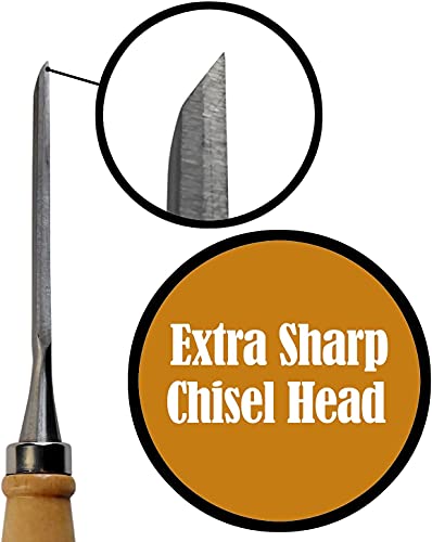 12 Pcs Wood Carving Chisel Set, SK5 Carbon Steel | Sharp Wood Carving Tools with Leather Roll Bag, Woodworking Gouge Kit for Beginners & Professionals