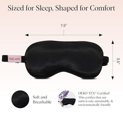 Kitsch Weighted Satin Sleep Mask | Eye Masks for Sleep - (4.1oz/116g) | Softer Than Silk Sleep Mask, Blindfold Sleep Masks for Women & Men, No Eye Pressure, Lightweight Eye Mask, Travel Essentials - color: Weighted Black