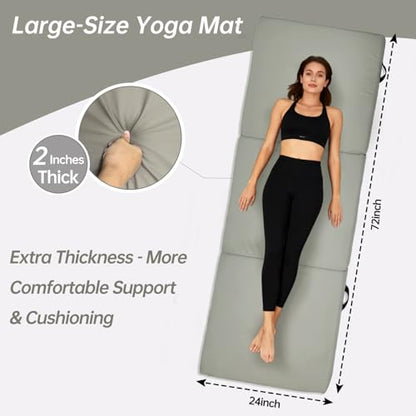 Foldable Yoga Mat, 2" Fitness Mats, Extra Thick & Non-Slip - color: Grey