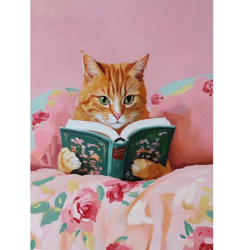 Orange Cat Diamond Art Kits for Adults Diamond Painting Kit for Beginner | Bathroom Animal 5D Funny DIY Diamond Dots Full Drill Crafts for Gem Art Dot Art for Adults Home Wall Decor for Teens 12x16 in - color: DP03389