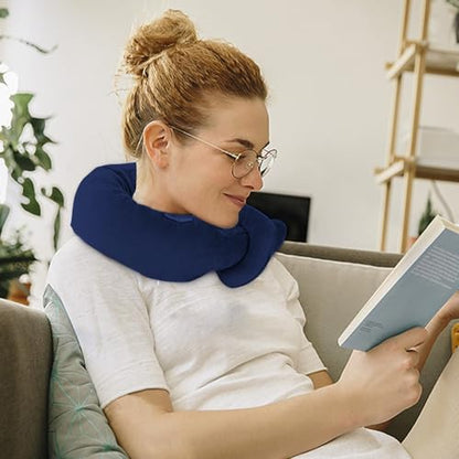 Wireless Travel Pillow,Vibration Neck Pillow,Airplane Massage Pillow - color: Blue