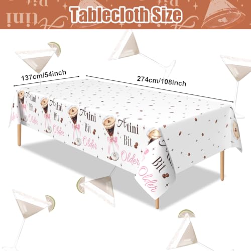 3Pcs Espresso Martini Tablecloth, 54 x 108 Inch Martini Bar Plastic Table Cover, A Tini Bit Older Birthday Party Decorations for Espresso Martini Bachelorette Party Supplies - color: Espresso Martini