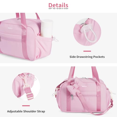 ECOHUB Small Gym Bag for Women, Mini Gym Duffle Bag with Wet Compartment, Cute Bowknot Sports Bag, Gym Tote Bag Dance Yoga Workout Travel Bags Pink - color: Pink