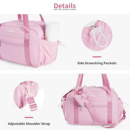 ECOHUB Small Gym Bag for Women, Mini Gym Duffle Bag with Wet Compartment, Cute Bowknot Sports Bag, Gym Tote Bag Dance Yoga Workout Travel Bags Pink - color: Pink
