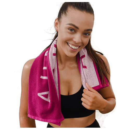 Fuchsia Hot Pink Gym and Yoga Towel for Women - 100% Silver Infused Organic Cotton Pilates Towel, 500 GSM, 31.5"x15.75" - Soft Absorbent Sweat Towels for Workouts Without the Smell - color: Fuchsia Hot Pink