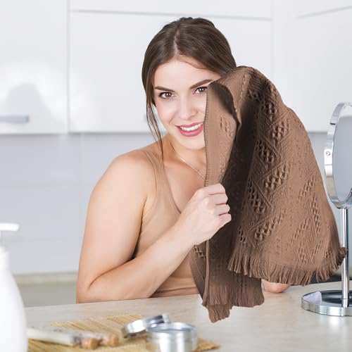 4 Pack Boho Bathroom Decor Hand Towels - color: Brown