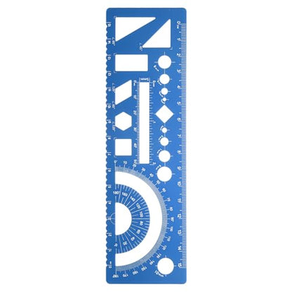HARFINGTON Multifunctional Geometric Rulers 15cm Metric and SAE Aluminum Straight Edge Protractor Angle Math Measuring Ruler Geometric Drawings Templates for Drawing Drafting, Blue - color: Blue