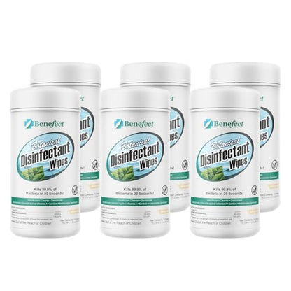 Benefect Botanical Disinfecting Wipes - (170 Wipe Count, 6-Pack) Natural, No Residue - Antibacterial Disinfectant, Multi-Surface Cleaning and Sanitizing Wipes - size: 170 Count (Pack of 6)