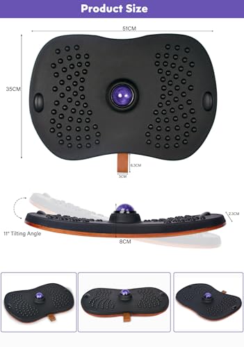Balance Board for Standing Desk with Massage Ball, Anti-Slip Wobble Board for Office & Home, 360° Rotation Wooden Core Mat for Foot Pain Relief & Anti-Fatigue, Supports 300 lbs