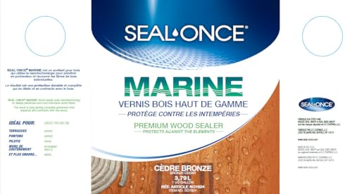 Seal-Once Marine Waterproof Wood Sealer and Stain, Bronze Cedar, 1 Gallon | Waterproof Sealant, Wood Stain and Sealer in One - color: Bronze Cedar, size: 1 Gallon