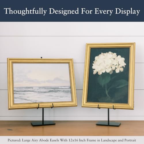 Airy Abode Tabletop Easel, Large Black Metal Display Stand, 1 Pack | One large black metal easel for taller displays including signs, menus, framed artwork, photos, and tabletop décor - size: Large