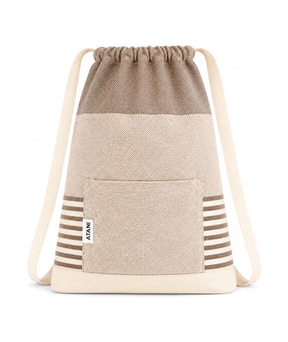 ATANI Turkish Beach Towel, Converts to a Bag, Oversized 100% Cotton Bath Towels Lightweight Quick-Dry Beach Blanket for Travel, Picnic, Camping, Yoga and Pool (Brown, 71 inc x 39 inc) - color: Brown, size: 71 inc x 39 inc