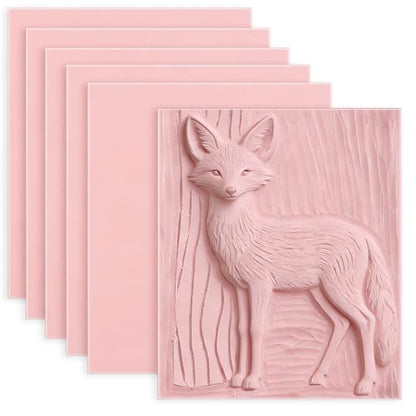 6 Pack 8"x6" Pale Pink Rubber Stamp Carving Blocks Rubber Carved Brick Soft Rubber Linoleum Block for Craft Project - style: 8"x6"