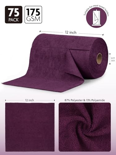Fantasticlean Microfiber Cleaning Cloth Roll-75 Sheets, 12"x12"(DeepPurple) - color: Dark Purple, size: 75 pack