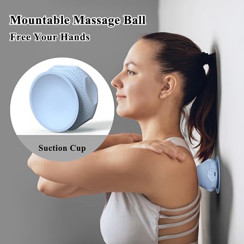 PROIRON Mountable Massage Ball with Suction Cup Pinpoint Deep Tissue Muscle Knot & Sore Relief, Vibration & Heating Trigger Point Massage Tool for Back Neck, Self-Massage Tool - color: Blue
