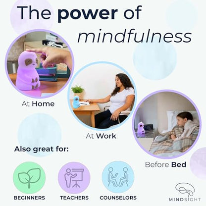Mindsight 'Breathing Buddha' Guided Visual Meditation | 3 Modes to Slow Your Breathing & Calm Your Mind | Stress & Anxiety Relief | Wellness Gift | Adults, Kids, Classrooms | USB Rechargeable - size: Sloth