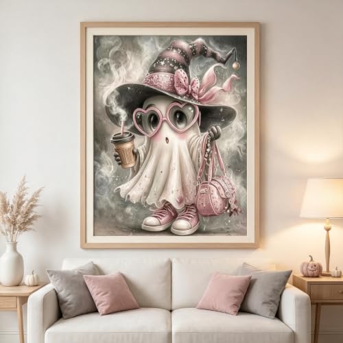 Diamond Painting Kits for Adults,Halloween Cartoon Ghost Diamond Art Kits | DIY Full Round Drill Gem Painting Paint by Diamonds Relaxing Craft for Home Wall Decor 12x16In - color: KM1320-1