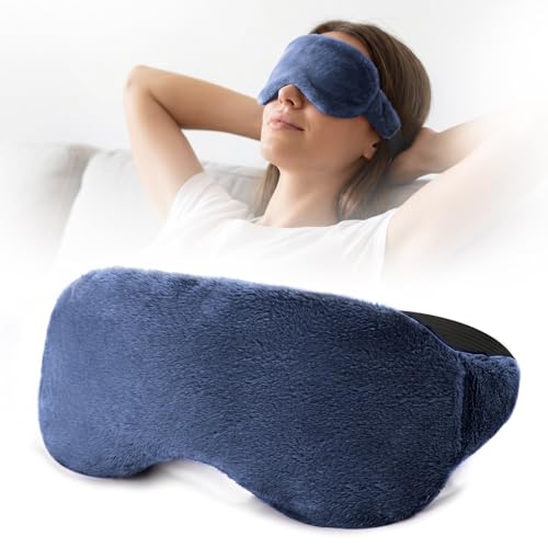 MORLIDEN Heated Eye Mask for Dry Eyes & Stye - Microwavable Warm Compress | For Blepharitis, Chalazion, MGD-Lightweight, No Heavy Pressure-Reusable Moist Heat Mask with Natural Flaxseed (Navy Blue) - color: Navy Blue