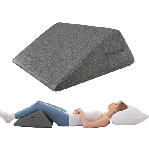 Bedluxe Knee Wedge Pillow - Memory Foam Leg Support for Sleeping, Post Surgery Triangle Pillow Wedge, Leg Elevation, Knees Hip Back Pain Relief (23.6 x 26 x 10, Extra Large, Black) - color: Black, size: 23.6*26*10 Inch