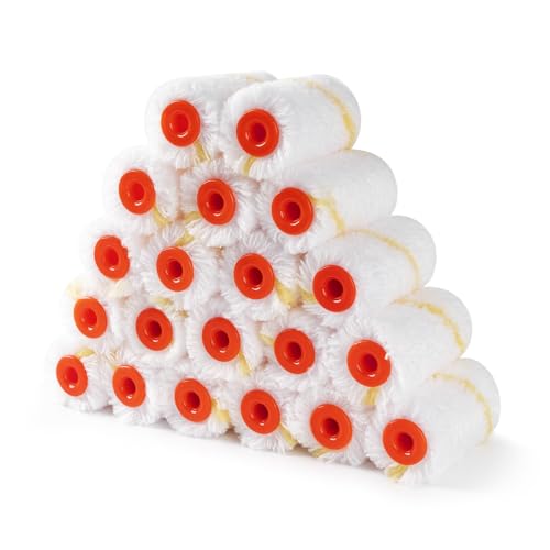 2 Inch Microfiber Paint Roller Kit, 20 Pack | Includes 20 Microfiber Covers with 3/8" Nap, Ideal for Walls, Doors, Cabinets, and Crafts, Mini Size for Touch-Up Work - size: 20 pcs 2" Microfiber Roller Cover