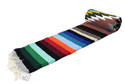 Open Road Goods Aztec Navajo Style Blanket, Throw, or Yoga Bolster - Handwoven Mexican Diamond Blanket (Multi Rust) - color: Multi Rust