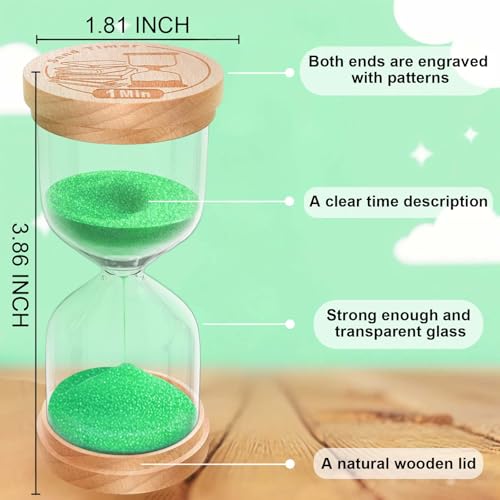 30 Second Sand Timer, Wooden Hourglass Sand Clock, Small Wood Green 30 Second Hour Glass, Sandglass for Brushing Teeth, Reloj De Arena, Classroom, Game, Kitchen, Home, Office - color: Green, size: 30 Sec