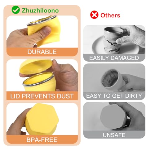 Collapsible Cup with Lid - 6oz Mini Silicone Folding Travel Cup with Steel Rim - BPA Free Small Portable Pocket Cup for Camping, Hiking, Kids, Mouthwash & Pills (Creamy yellow) - color: Creamy Yellow