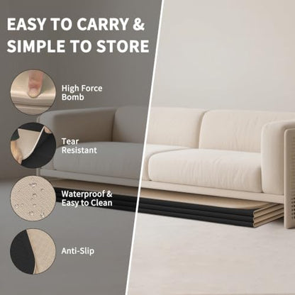 Foldable Yoga Mat Extra Large (74.0" x 47.2" x 0.4") | Double-Sided Non-Slip,Extra Wide Foldable Design,10mm Extra Thick ,Exercise Mat for Gym, Studio, Travel, Home Use - color: Beige+Black