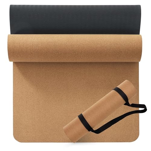 Umineux Cork Yoga Mat 1/4 & 2/5 Inch Thick 72 x 26 in - color: Brown, size: 6MM