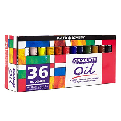 Daler Rowney Graduate 22ml Oil Paint Set, 36 Assorted Colours, High Lightfastness, Ideal for Student Artists & Hobbyists - size: 26.78 Fl Oz (Pack of 1)