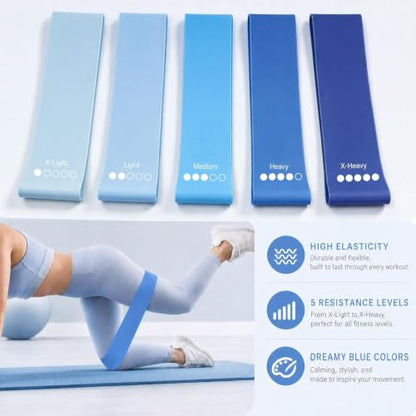 Pilates Kit, Home Pilates Equipment for Women, Workout Kit with 14.5" Pilates Ring and Ball,Yoga Block, Yoga Knee Pad Mats, Resistance Bands, Grip Socks Accessories，Blue