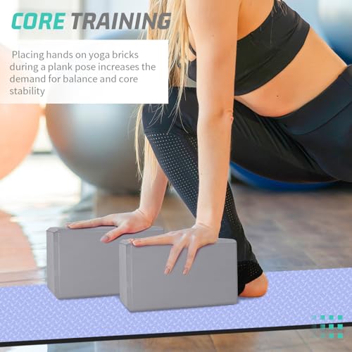 biguphate 2 Pack Yoga Blocks, 3"x6"x9" Beveled Edges Non-Slip, Yoga Bricks - color: 2PACK-369-Grey, size: 9x6x3IN