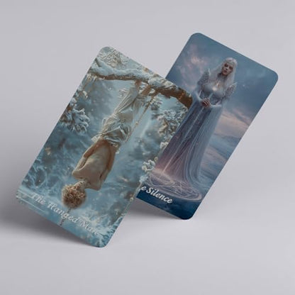 sishui Tarot Cards for Beginners with Guidebook, Winter Still Tarot Deck, 80 Oracle & Tarot Cards, 400 GSM Card Stock with Gilded Edges, Rider-Waite Based for Spiritual Guidance & Self-Discovery - color: Gray