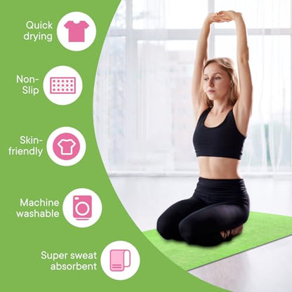 Yoga Towels, Non Slip Hot Yoga Mat Towel with Grip Dots,Super-Absorbent Soft Microfiber Yoga Blanket for Pilates, Fitness and Workout 72inch x 24inch - color: Green