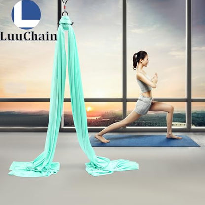 Aerial Silks Equipment for Aerial Yoga Aerial Dance Acrobatic Circus Arts Soft Durable Yoga Hammock Aerial Rig for All Skill Levels Load Capacity 440LB Black - color: Green-19.7*8.53FT
