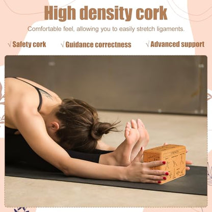 Halloscume 2 Pack Cork Yoga Blocks for Support and Balance, Beige