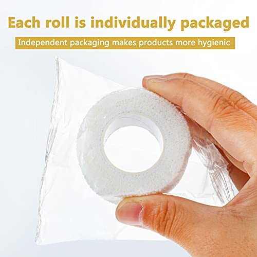 Nuanchu 5 Rolls 25 Yards Mummy Bandage Wrap Gauze Halloween Costume | Self Adhesive Stretch Bandage Rolls, Easy Wrap for Cosplay Mummy Halloween Costume Party, Fits Women Men