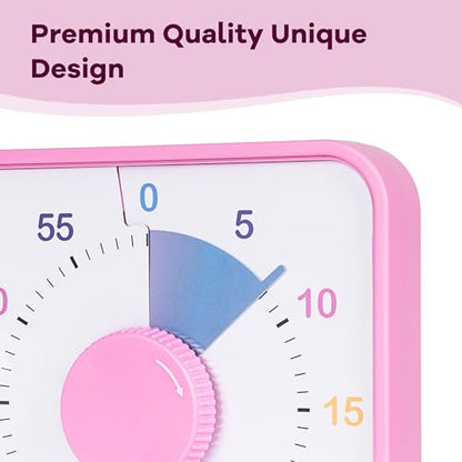 TWENTY5 SEVEN Countdown Timer 7.5 inch, 60 Minute 1 Hour Visual Timer for Classroom Teaching Tool Office Meeting, Mechanical Countdown Clock for Kids Exam Time Management Magnetic, Ombre Pink Macarons - color: Ombre Pink Macarons
