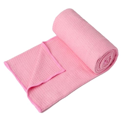 Eunzel 2 Pack Hot Yoga Towel, Non-Slip Yoga Mat Towel with Grip Dots Stickyfiber Sweat Absorbent Towel for Hot Yoga, Pilates and Workout 72" x 24", Pink - color: Pink
